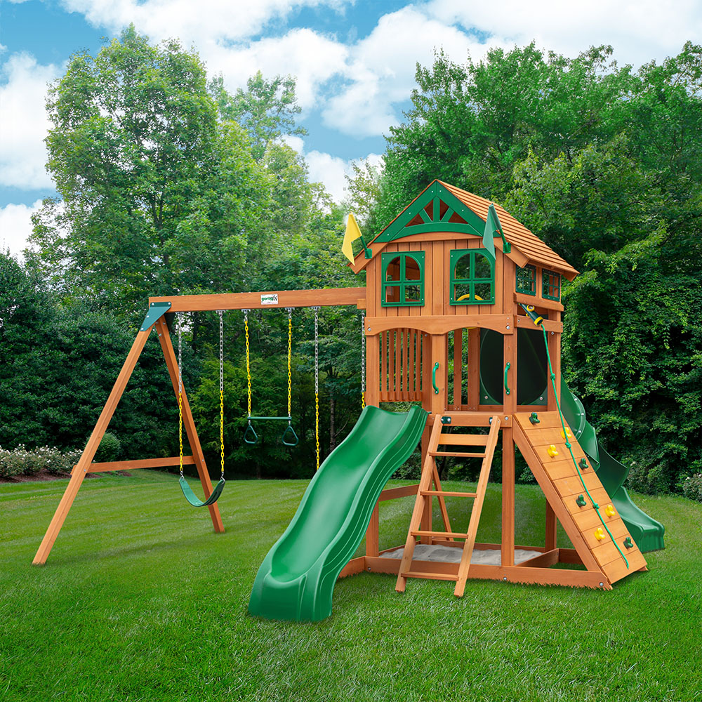 Outing w/ Tube Slide Swing Set wooden playset