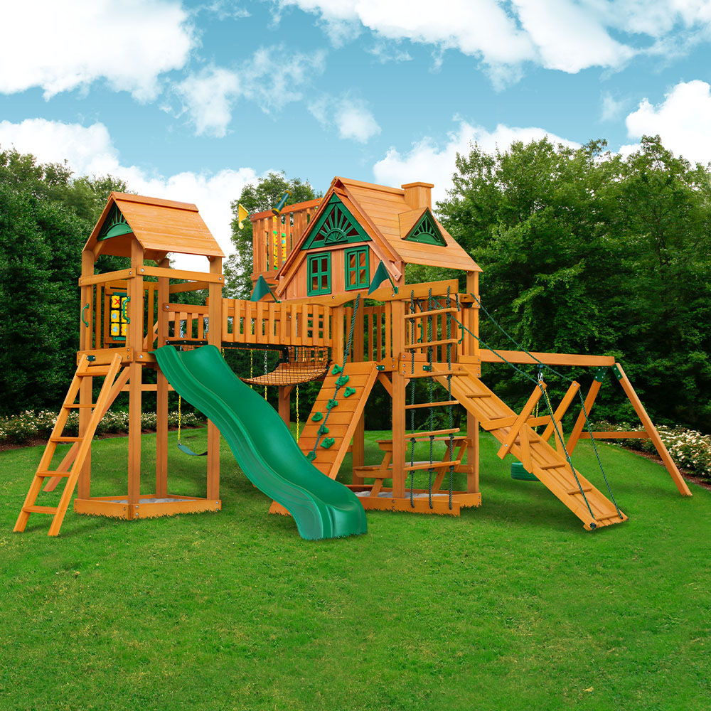 Pioneer Peak w/ Sky Loft Swing Set wooden playset