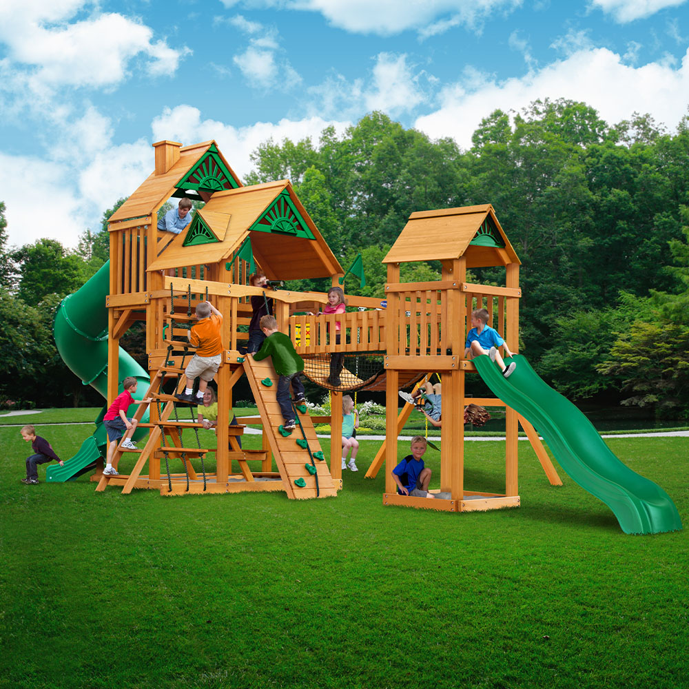Gorilla Treasure Trove premium wooden swing set